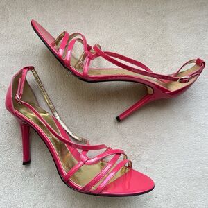Jessica Bennett Jheart Pink Patent Leather Heeled Strappy Sandals Women 11
